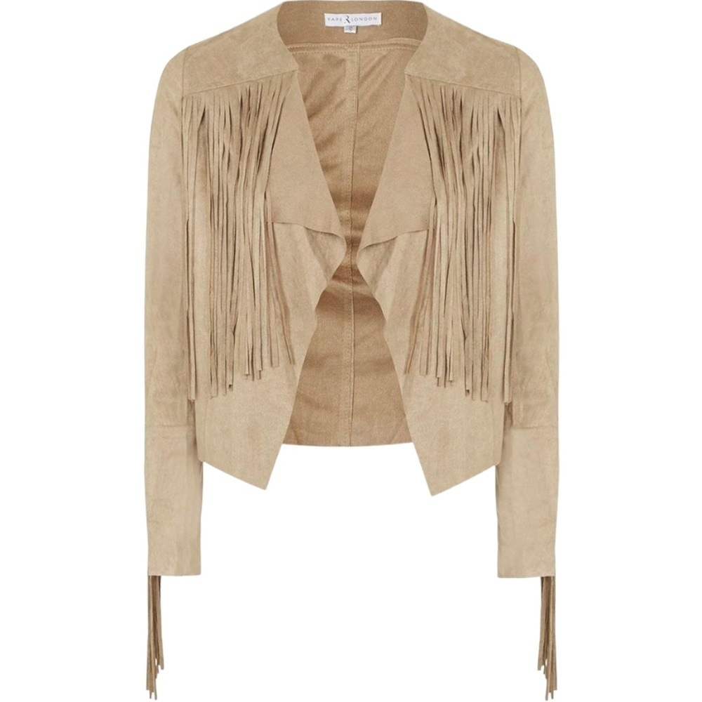 NWT Rare London Tan Fringe Jacket